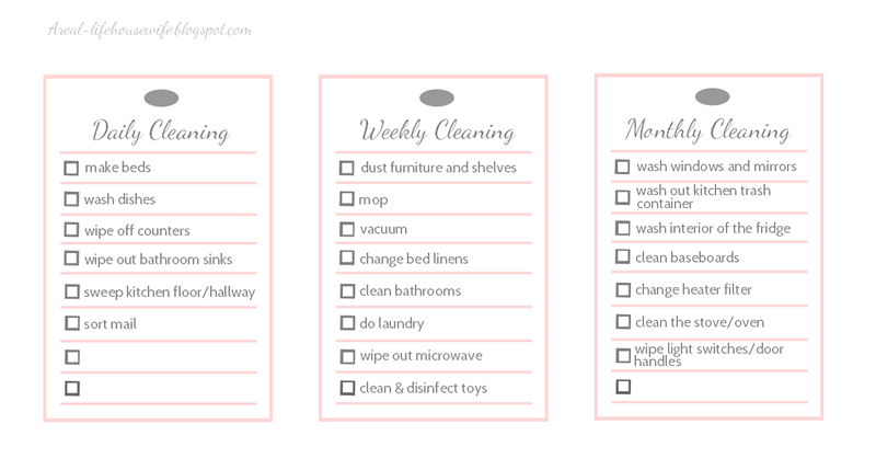 Daily, Weekly, and Monthly Cleaning Routines Printable